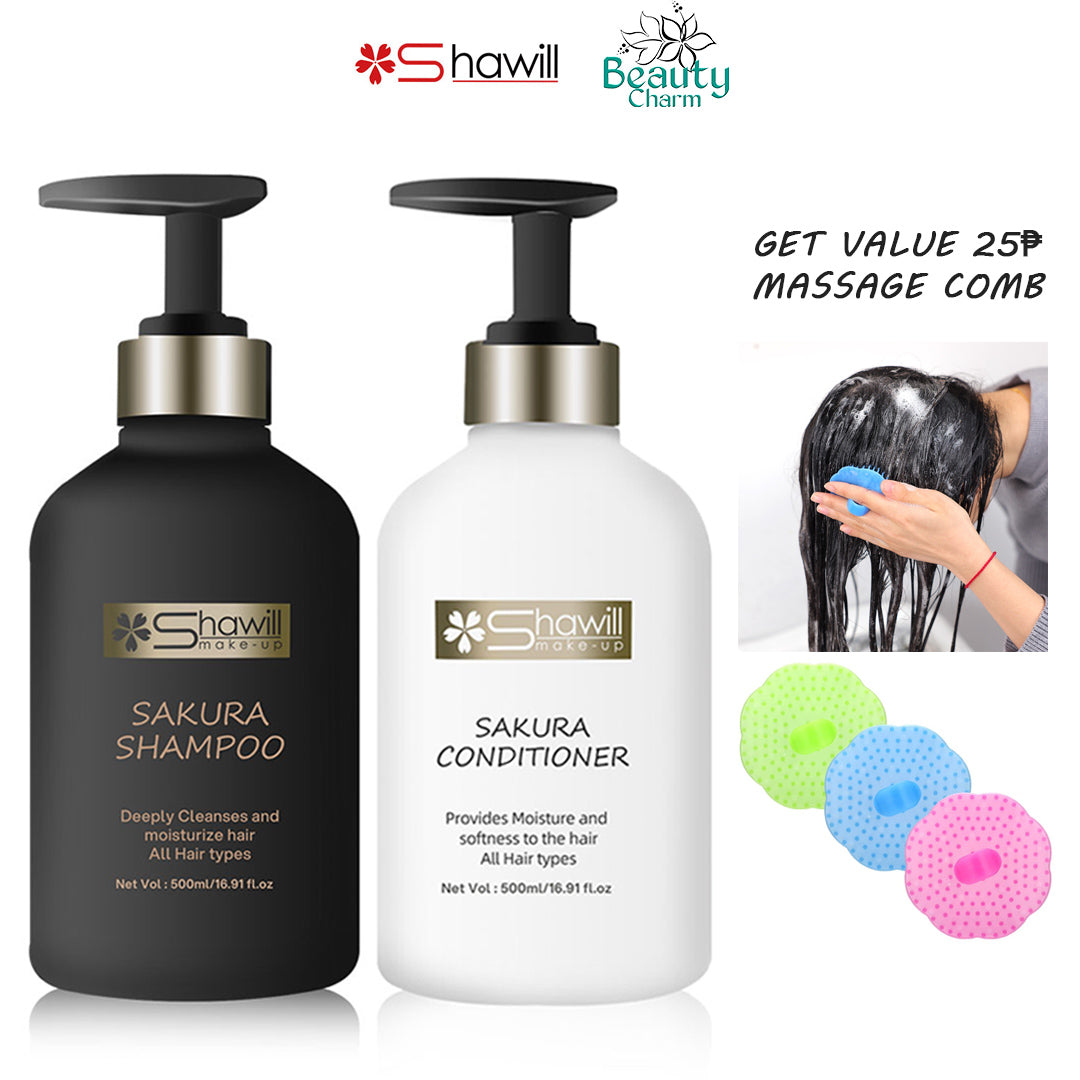 Shawill Sakura Shampoo & Conditioner,silky smooth hair with a fresh, sweet scent that lasts all day.500ml each
