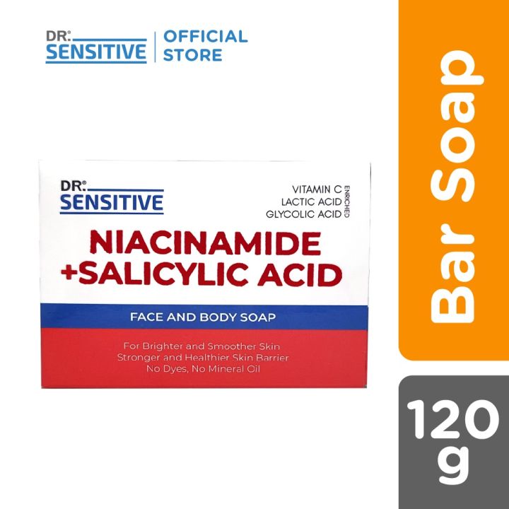 Dr. Sensitive Niacinamide + Salicylic Acid Face And Body Soap Brighter and smoother skin A bundle of 2 bar for $13