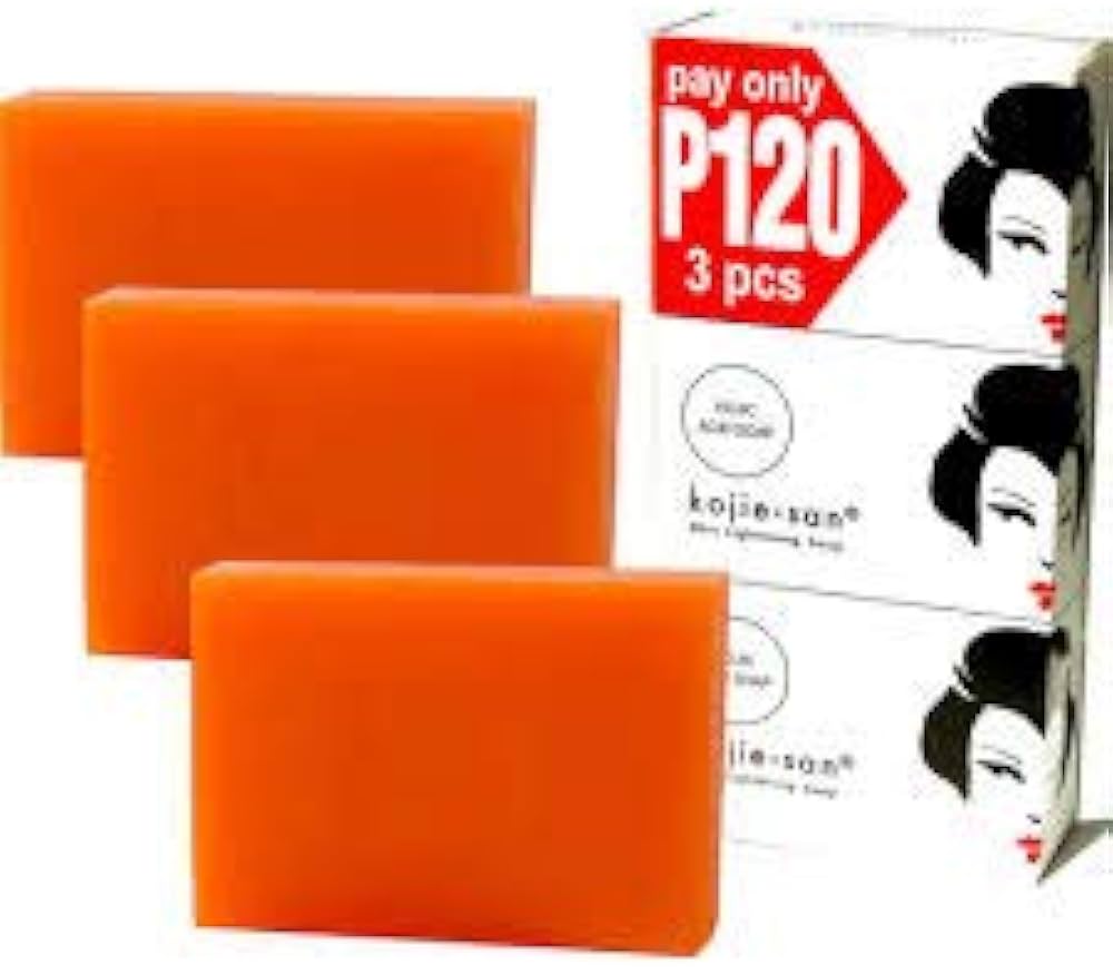 Kojie San Skin Brightening Soap - Original Kojic Acid, Dark Spot Remover Bar Soap with Coconut & Tea Tree Oil – 100g x 3 Bars