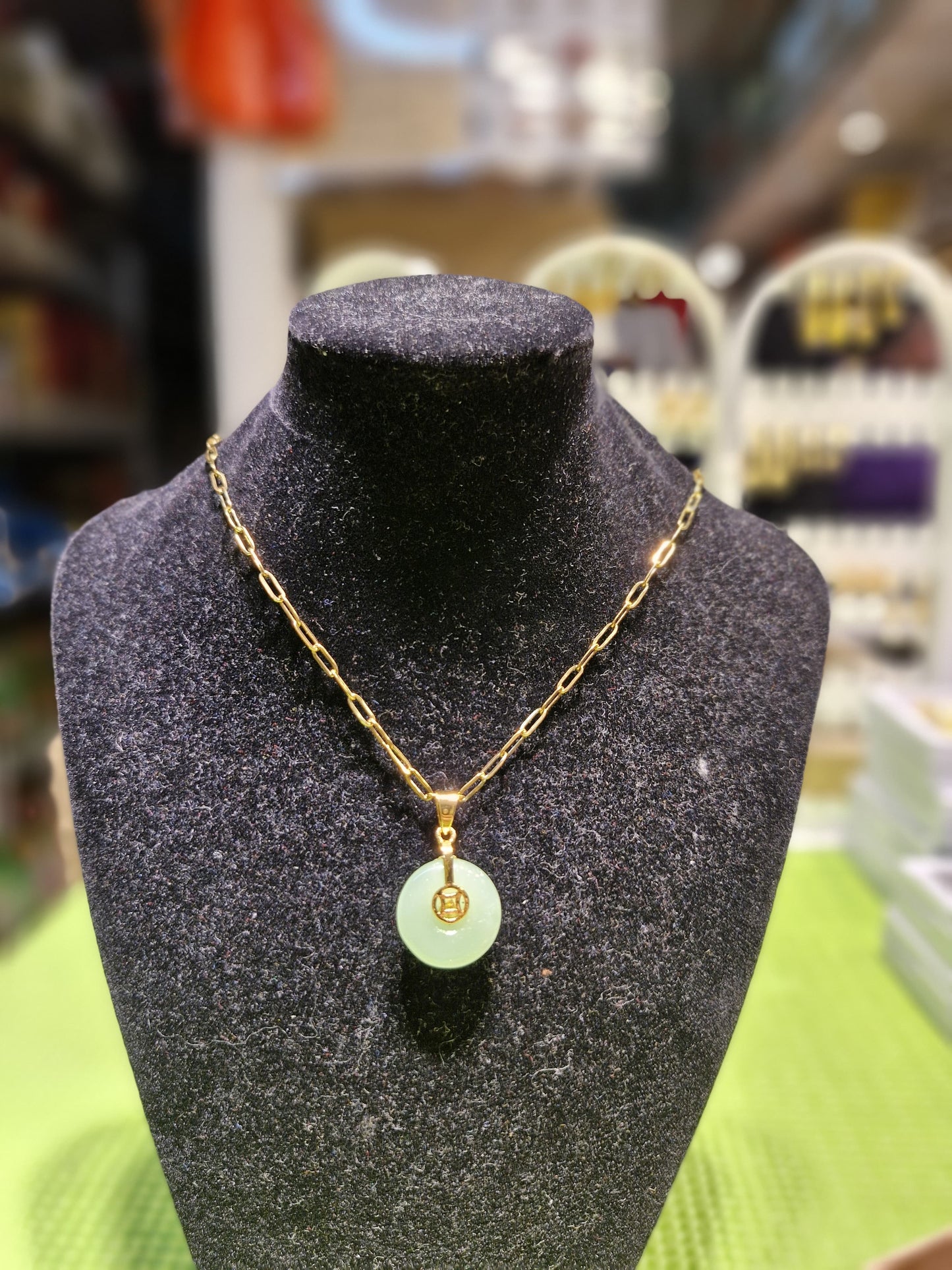 Jade Fortune Glow Pendant Necklace - 14 Karat Thailand Gold