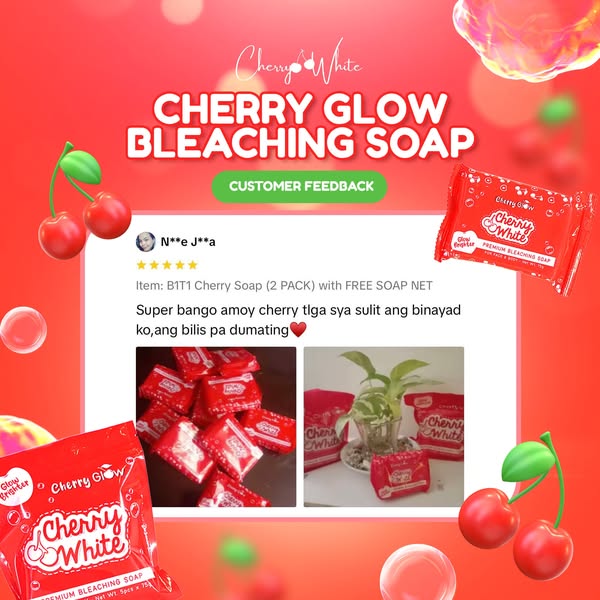 Cherry Glow Premium Cleaching Soap for face and body 5 x 75g