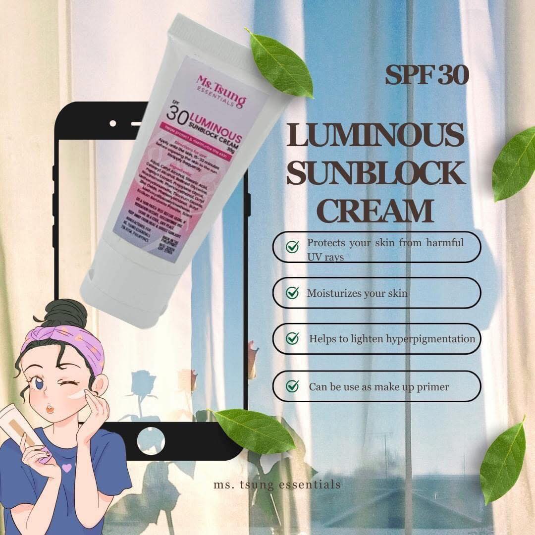 MS. TSUNG LUMINOUS SUNBLOCK CREAM SPF30 30G (SG READY STOCK)