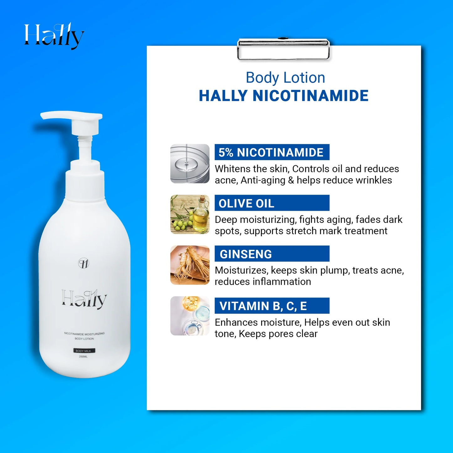 Hally Nicotinamide moisturing body lotion