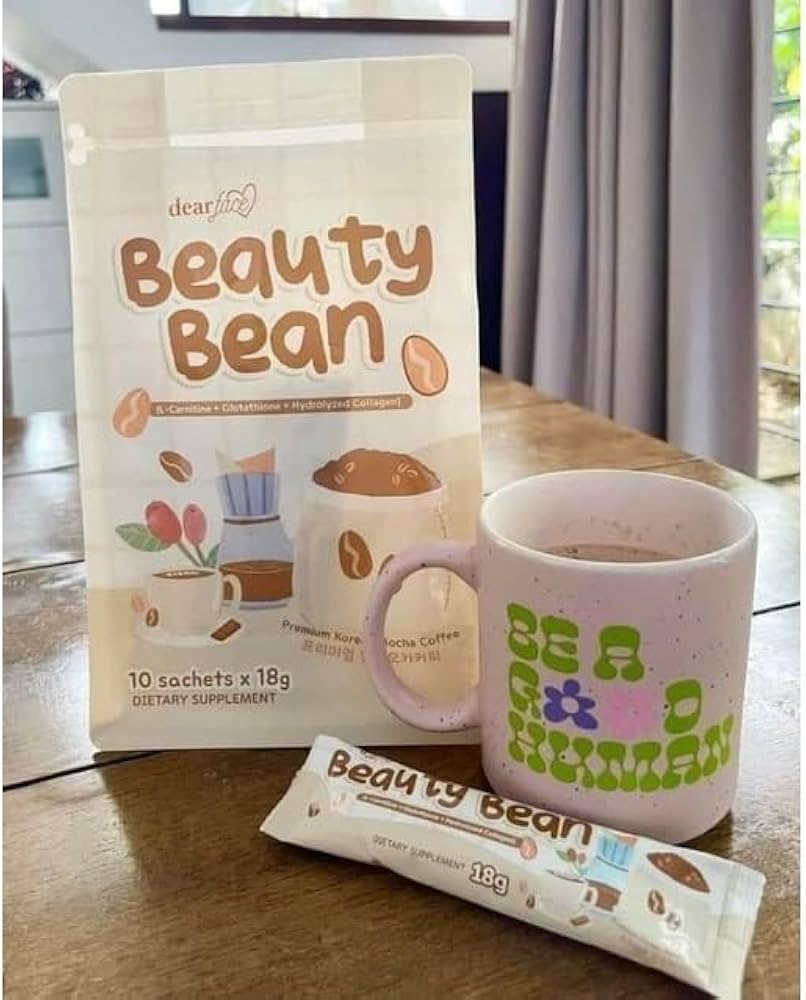 Dear Face Beauty Bean Premium Korean Mocha Coffee, 10 Sachets x 18g :