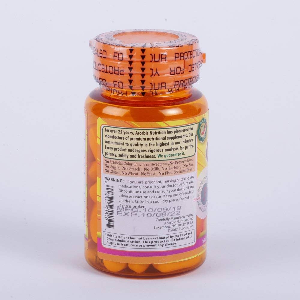 Acorbic Vitamin C 1000 mg Supports Antioxidant Skin Lightening Health & Immune System Function Supplement - 30 Capsules (C1000)