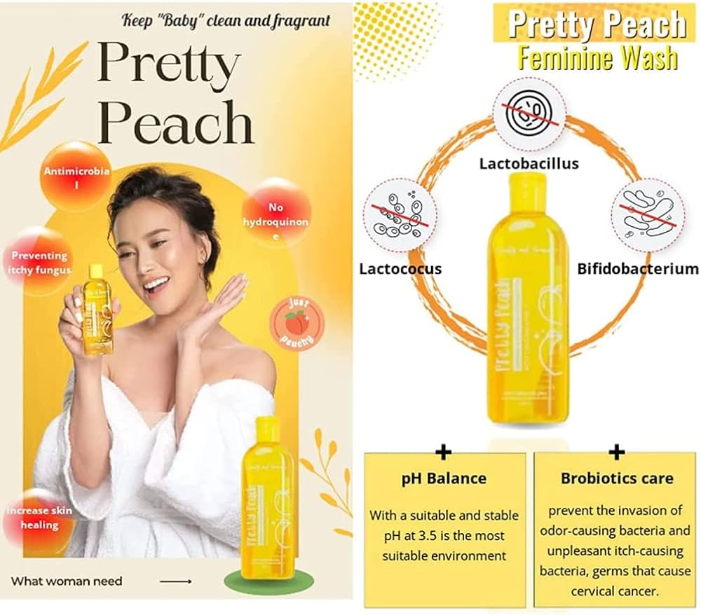 Pretty Peach Feminine Wash With Sunflower Oil and Cooling Effect, Beauty and Graces Pretty Peach Feminine Wash, Care Women Health