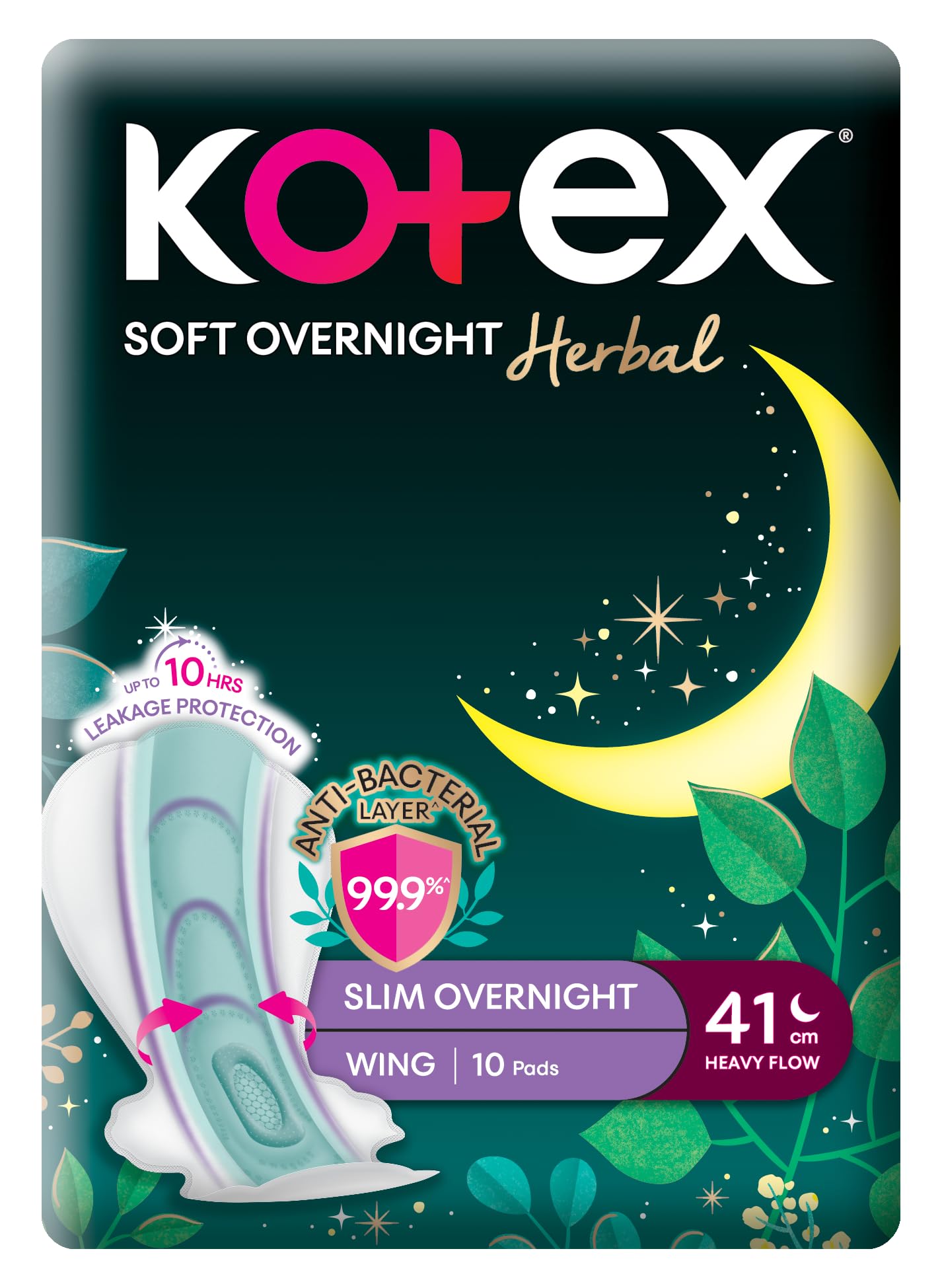 Kotex Super Overnight Herbal Sanitary Pad - Heavy (41 cm) a bundle of 2 for $14