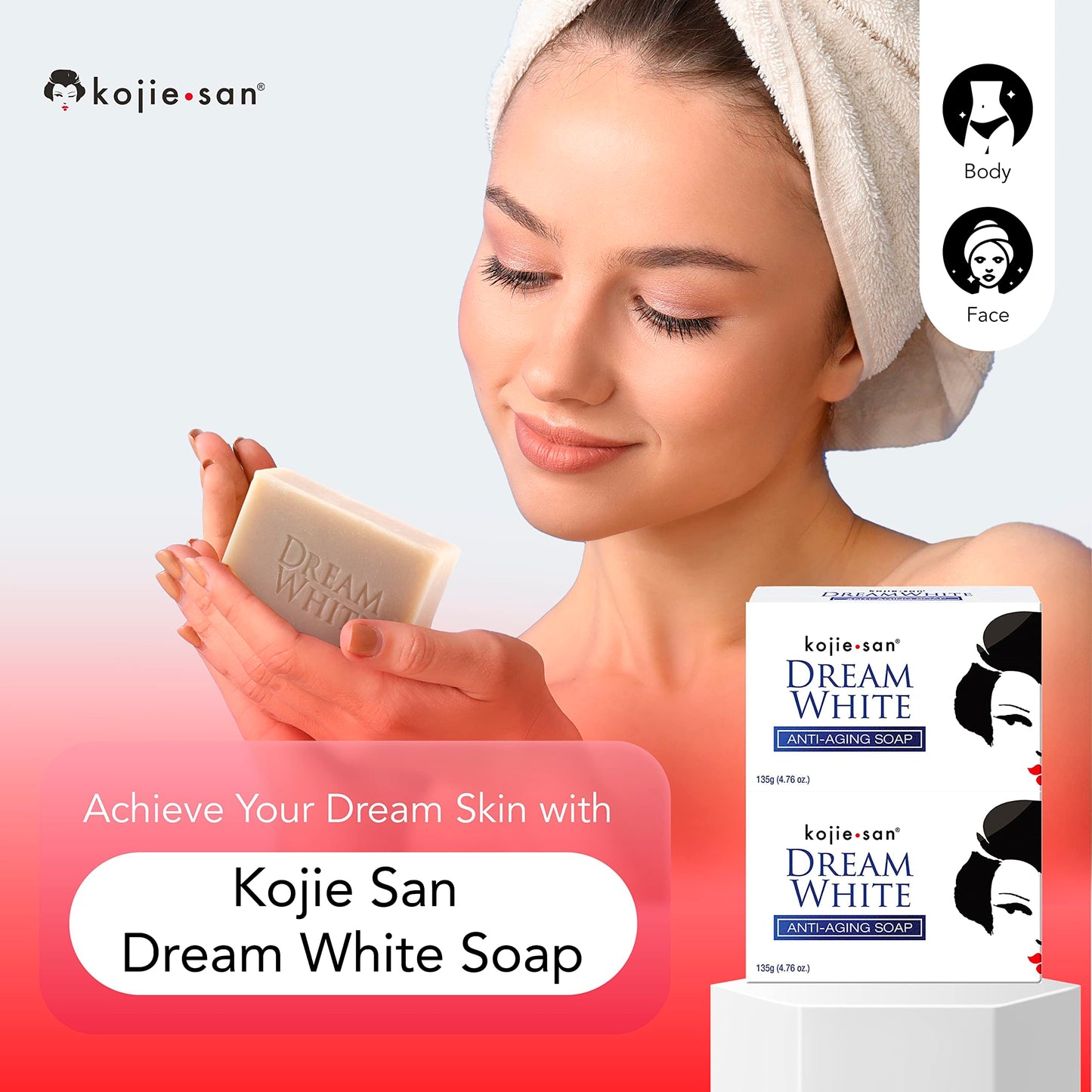Kojie San Dream White Anti-Aging Soap 2 Bars 135g