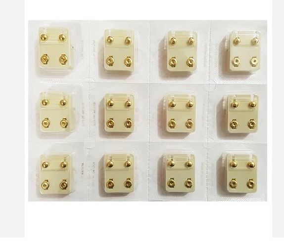 Studex Sterilized Piercing Earrings, Stainless Steel ball gold 2 pairs for $11