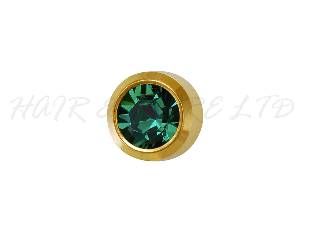 STUDEX Gold Plated Stainless Steel Bezel May - Emerald Earrings 2 pair for $11