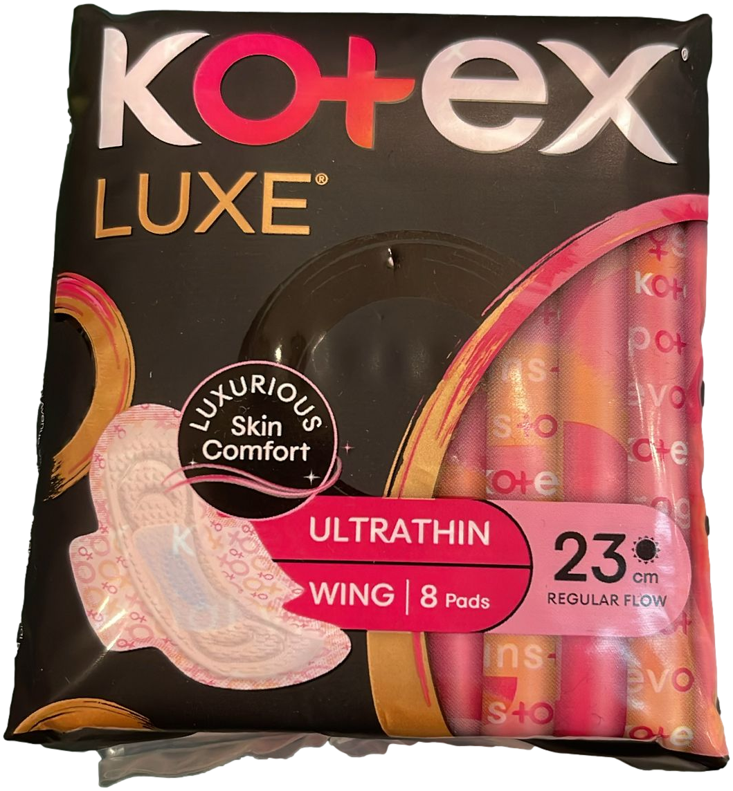 Kotex Luxe Ultrathin 23cm Regular Flow Wing | 8 Pads – Luxurious Skin Comfort