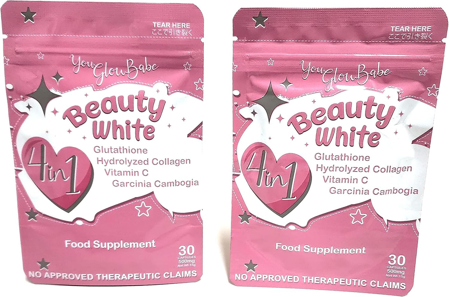 You Glow Babe 4-in-1 Glutathione Collagen Vitamin C Capsules Pack Of 2 - Skin Firming & Youthful Glow - 60 Capsules