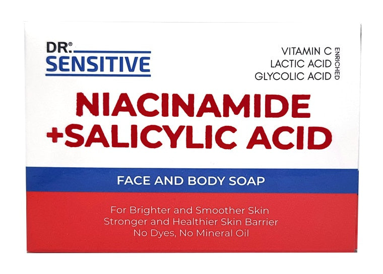 Dr. Sensitive Niacinamide + Salicylic Acid Face And Body Soap Brighter and smoother skin A bundle of 2 bar for $13