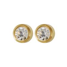 STUDEX Birthstone Studs - Bezel Gold - April / Crystal 2 PAIRS For $11