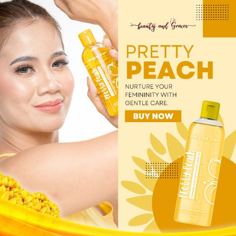 Pretty Peach Feminine Wash With Sunflower Oil and Cooling Effect, Beauty and Graces Pretty Peach Feminine Wash, Care Women Health