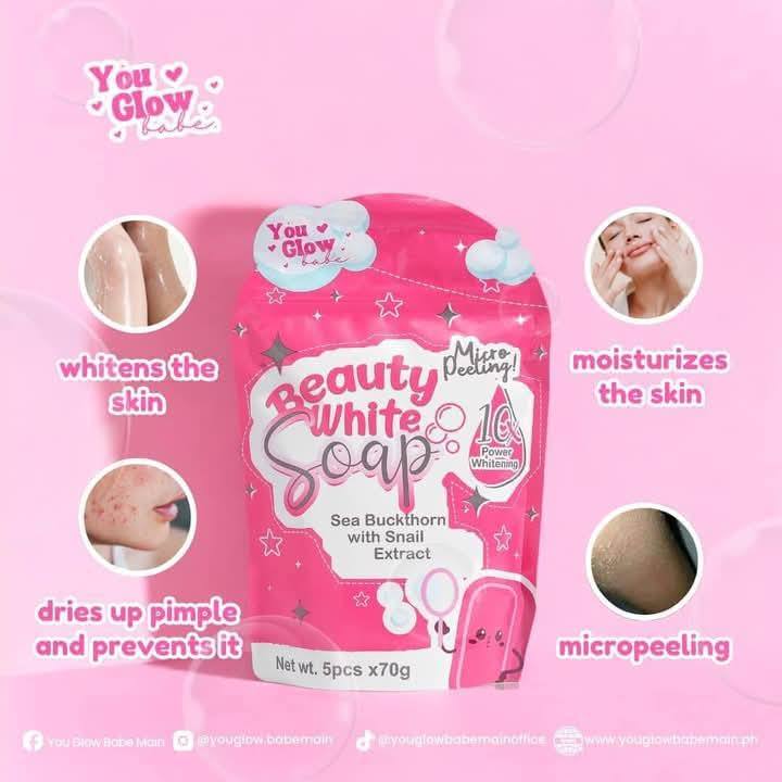 2 packs  Beauty White Soap by You Glow Babe, {5 Bars x 70g]x2 for $27