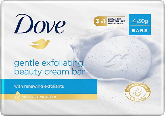 Dove Gentle exfoliating , neauty cream bar for renewed Skin 4 x 90g