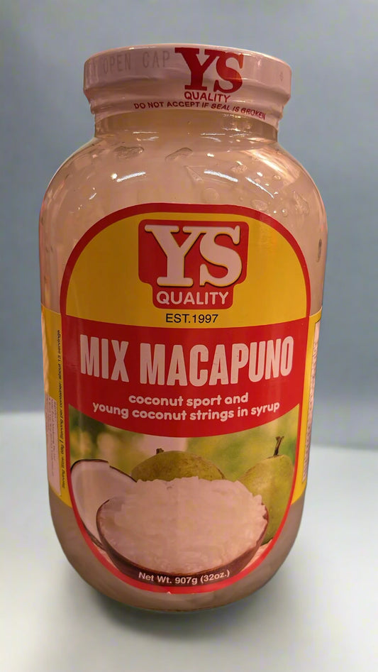 YS Mix Macapuno 907g , coconut sport and young coconut strings in syrup