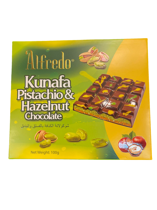 Alfredo Kunafa Pistachio & Hazelnut Chocolate – 100g