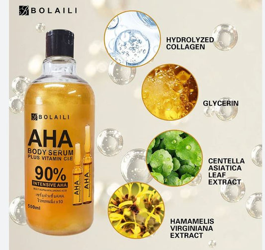Genuine AHA body serum 500ml exfoliate skin whitening dead skin exfoliate reveal new skin whitening 90% serum whitening