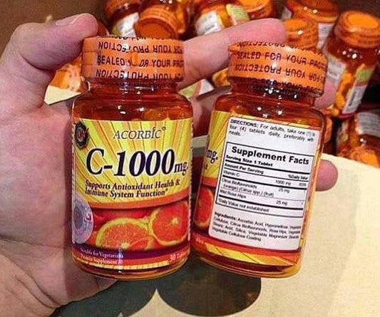 Acorbic Vitamin C 1000 mg Supports Antioxidant Skin Lightening Health & Immune System Function Supplement - 30 Capsules (C1000)