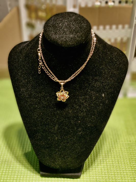 Elegant Floral Charm Necklace – Inspired by Nature's Beauty- 14 Karat Thailand Gold