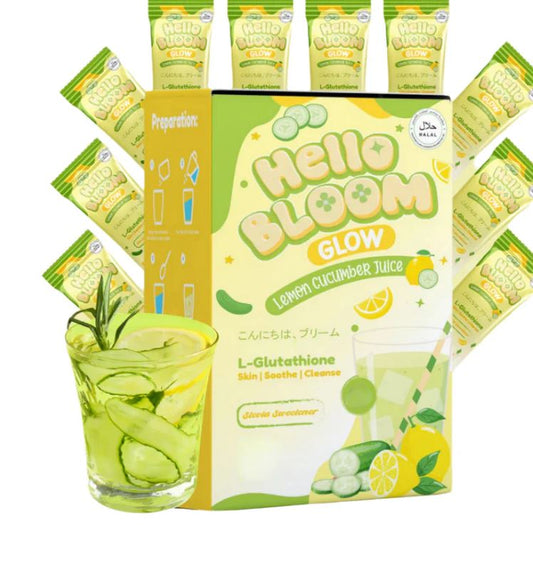 Hello Bloom Glow Lemon Cucumber Juice with Reduced L-Glutathione promo bundle of 2 box for $27