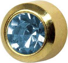 Studex Plus March Aquamarine Gold Plated  Ear Piercing Earrings Bezel Setting  2 pair for $11