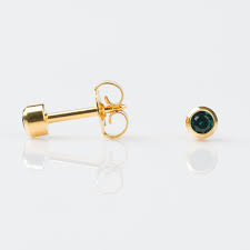 STUDEX Gold Plated Stainless Steel Bezel May - Emerald Earrings 2 pair for $11
