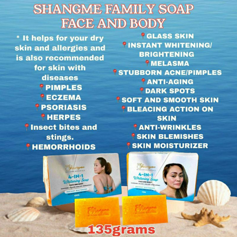 Shangme 4 in 1 beauty soap 135g.NEW PACKAGING shangme soap bundle for 2 for $23