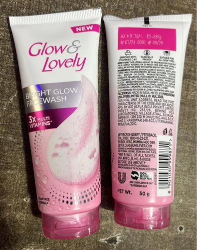 Glow and Lovely Bright Glow Facial Wash 3 x Vitamins 2 pcs pack