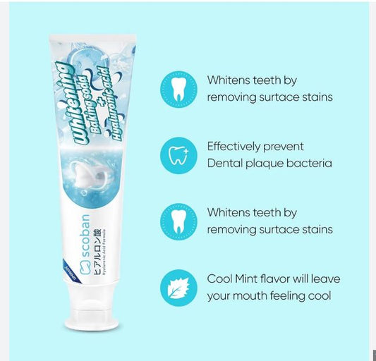 Scoban Whitening Toothpaste, Japanese Scoban Teeth Whitening Toothpaste with Baking Soda, Deep Clean and Stain Removal, Gentle and Effective